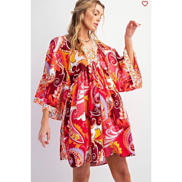easel Dresses & Skirts - Easel - Printed Dobby Babydoll Dress - Medium